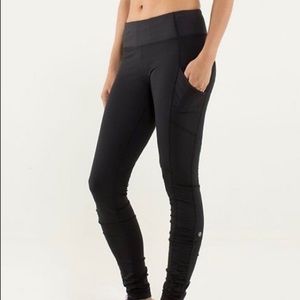 Black Rouched Lululemon Leggings - Full Length